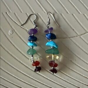 Multi-Color Chakra Stone Drop Earrings